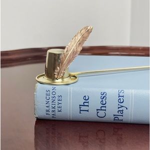 RARE Vintage Brass Fedora Candle Snuffer With Copper Feather